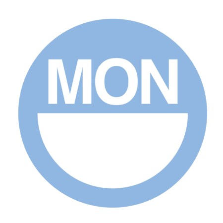 Nevs DaySpots - Monday 1" circle White w/Blue DDOT-M1